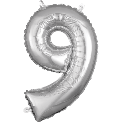 Amscan Air-Filled Number 9 Balloon - Silver Perspective: front