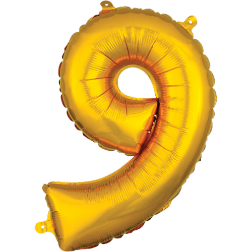 Amscan Balloon Air-Filled Number 9 - Gold Perspective: front