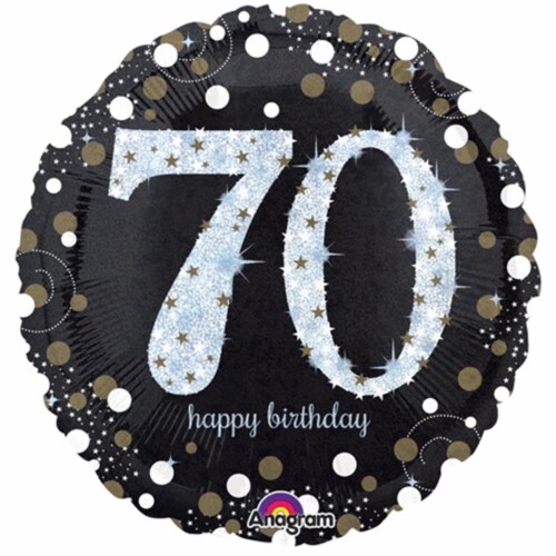 Loftus International A3-3741 18 in. Sparkling Birthday 70 Holographic Party Balloon Perspective: front