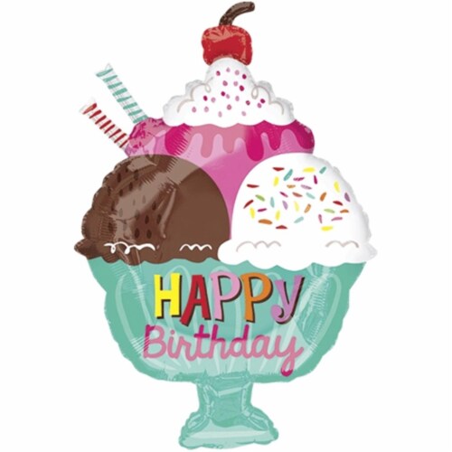 Loftus International A3-5617 18 in. Ice Cream Sundae Birthday Junior Shape Balloon Perspective: front