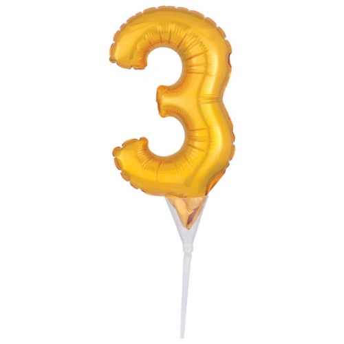 DecoPac Numeral 3 Inflatable Decoration - Gold Perspective: front