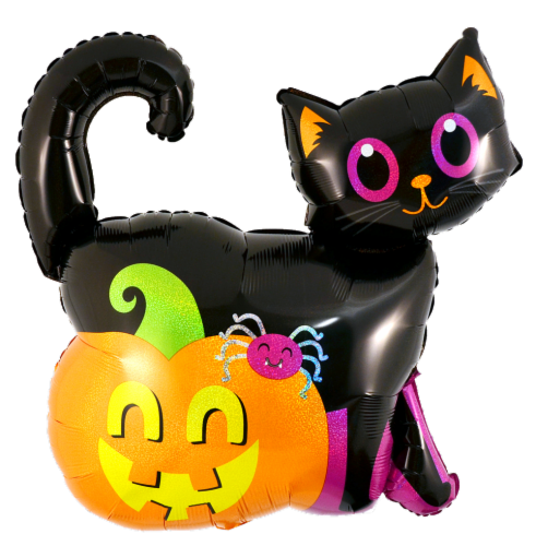 Anagram Black Cat & Pumpkin Balloon Perspective: front