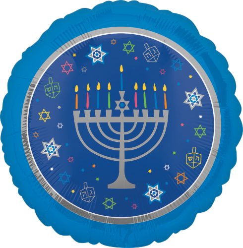 Anagram Hanukkah Happy Nights Balloon - Blue Perspective: front