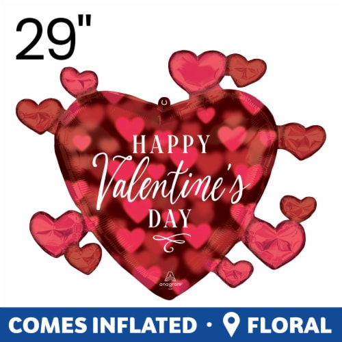 Romantic Glow Happy Valentine's Day Oversized Helium Filled Balloon - Big Heart Perspective: front