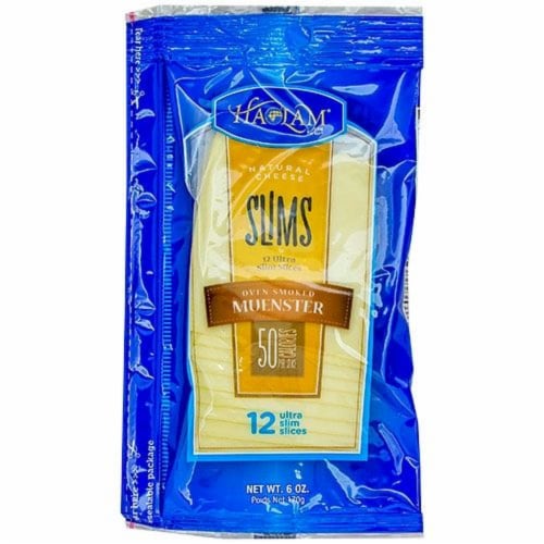 Haolam Oven Smoked Muenster Slim Sliced Cheese Perspective: front