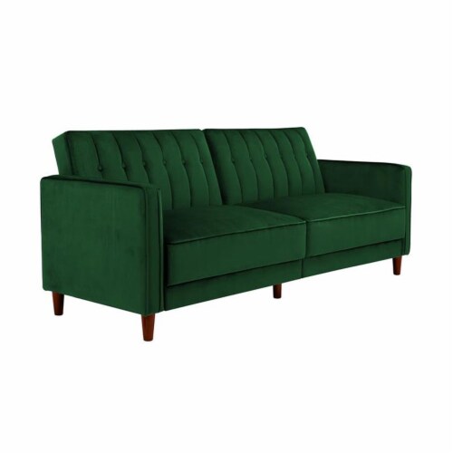 DHP Ivana Mid Century Wood Tufted Transitional Futon in Green