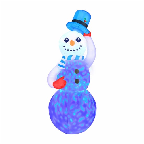 7ft Inflatable Swirling Lights Snowman with Tipping Hat Perspective: front
