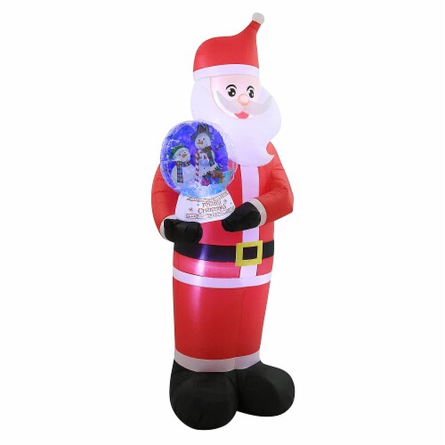 8ft Inflatable Santa Holding Swirling Lights Snow Globe Perspective: front