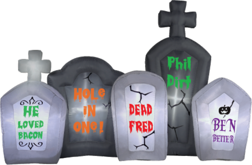 Gemmy Airblown Halloween Tombstones Inflatable Scene - Gray Perspective: front