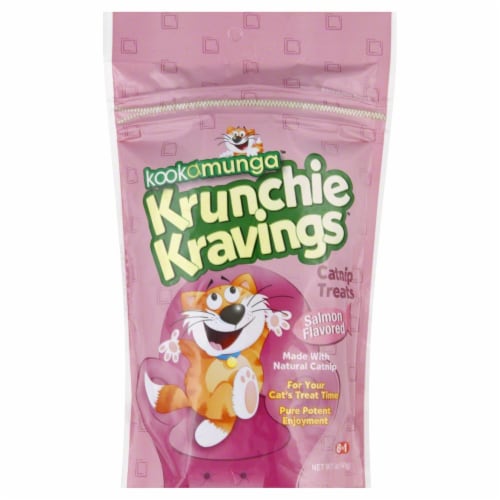 Kookamunga Krunchie Kravings Salmon Flavored Catnip Cat Treats Perspective: front