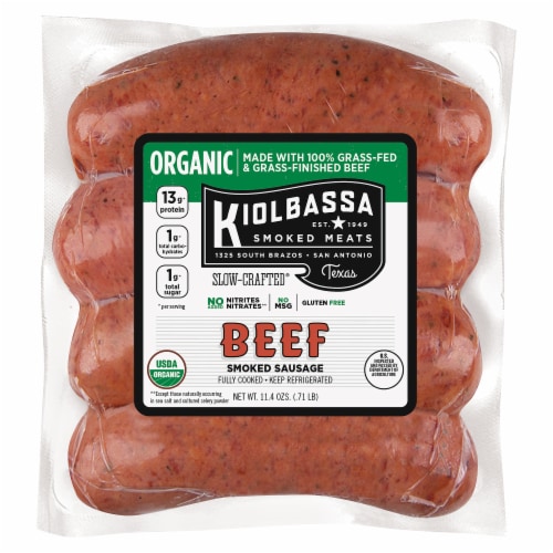 Kiolbassa Organic Beef Smoked Sausage Perspective: front