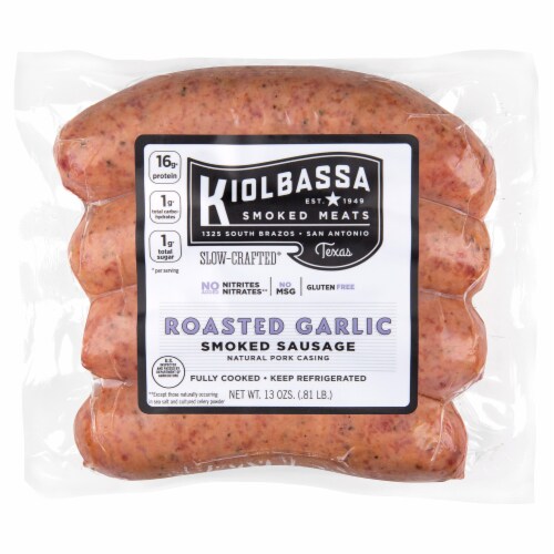 Kiolbassa Roasted Garlic Smoked Sausage Perspective: front