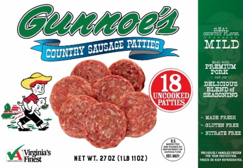 Gunnoe's Mild Country Sausage Patties Perspective: front