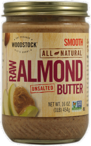 Woodstock Raw Unsalted Almond Butter Perspective: front