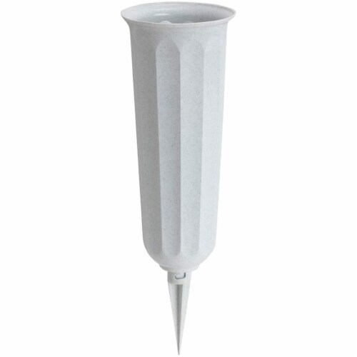 Novelty Plastic Round Bottom Cemetery Vase, Stone - 3 x 7 (Qty 1) Perspective: front