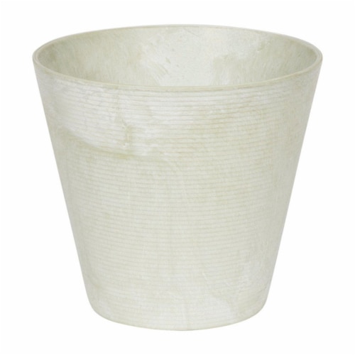 Novelty Artstone 13.5 x 14 in. Dia. Mint Resin & Stone Powder Cali Flower Pot Perspective: front