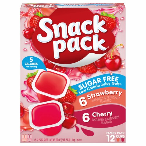 Snack Pack® Sugar Free Strawberry & Cherry Low Calorie Juicy Gels™ Perspective: front