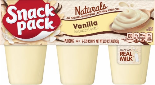 Snack Pack Naturals Vanilla Pudding Perspective: front