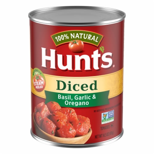 Hunt’S Diced Tomatoes With Basil Garlic And Oregano Perspective: front