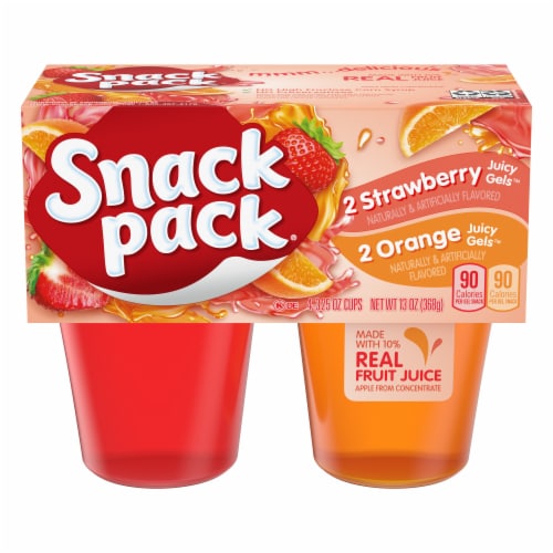 Snack Pack Strawberry And Orange Flavored Juicy Gels Perspective: front