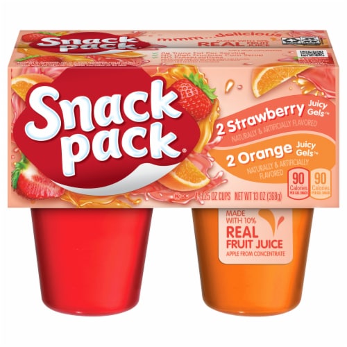 Snack Pack Strawberry Orange Gelatin 4 Count Perspective: front
