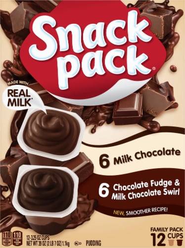 Snack Pack Family Pack Milk Chocolate And Chocolate Fudge/Milk Chocolate Swirl Pudding Cups Perspective: front