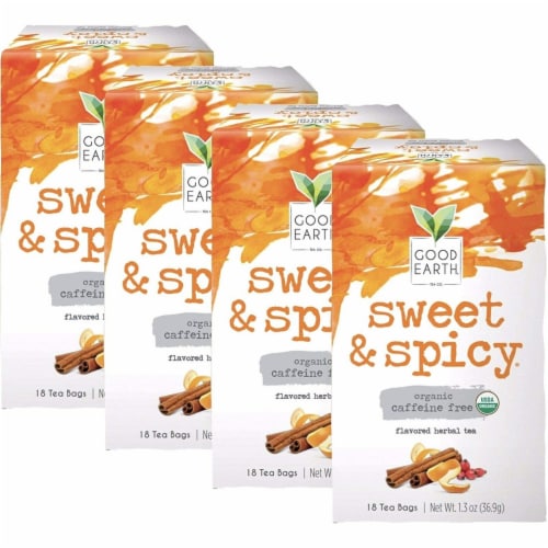 Good Earth Organic Sweet & Spicy Caffeine Free Herbal Tea 4 Pack Perspective: front