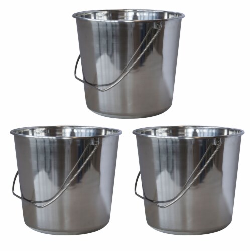AmeriHome SSB237SET Stainless Steel Bucket Set, Medium - 3 Piece Perspective: front