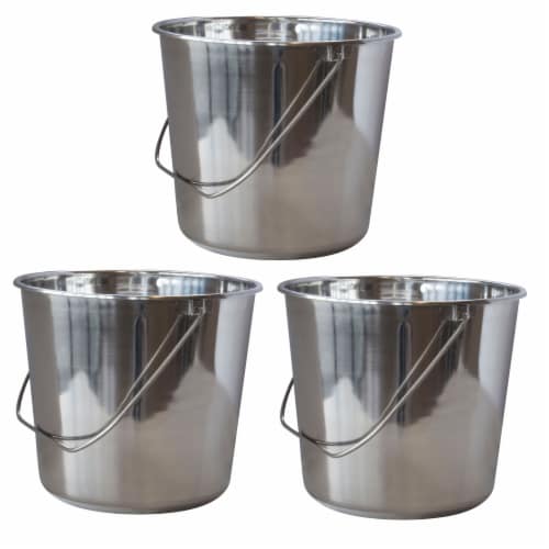 AmeriHome Large Stainless Steel Bucket Set – 3 Piece Perspective: front