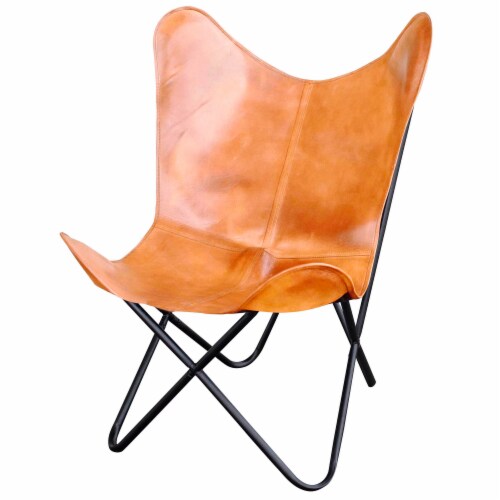 Amerihome natural leather top butterfly chair