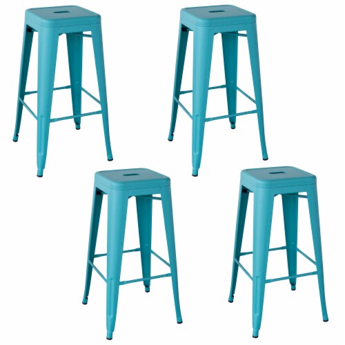 AmeriHome Loft Teal 30 inch Metal Bar Stool 4 Piece 1 Smith s Food and Drug