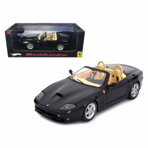 Ferrari 550 Barchetta Pininfarina Black Elite Edition 1/18 Diecast Model Car by Hotwheels Perspective: front