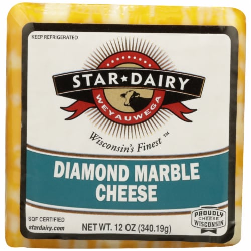Weyauwega Star Dairy Diamond Marble Block Cheese Perspective: front