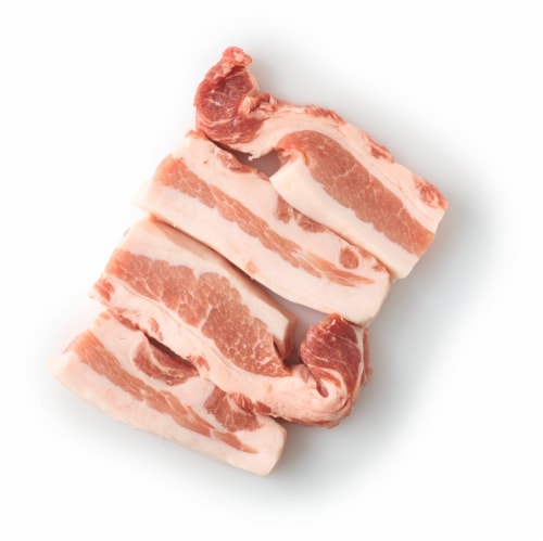 Pork Belly Diced Rubbed With BBQ Seasoning Perspective: front