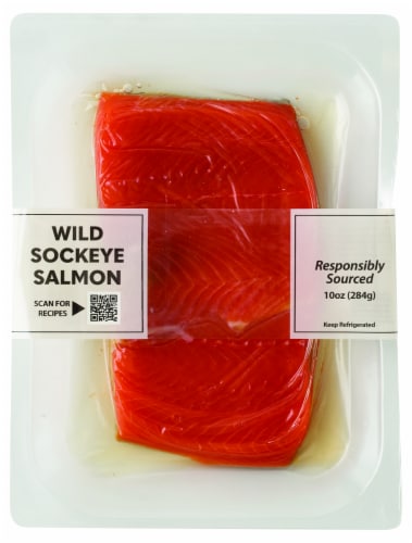Pacific Seafood Fresh Wild Caught Sockeye Salmon Fillet (Previously Frozen) Perspective: front