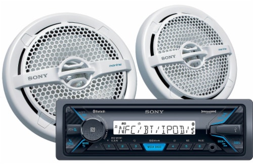 Sony Marine Digital Media Receiver with Bluetooth Capability and Two Speakers Perspective: front
