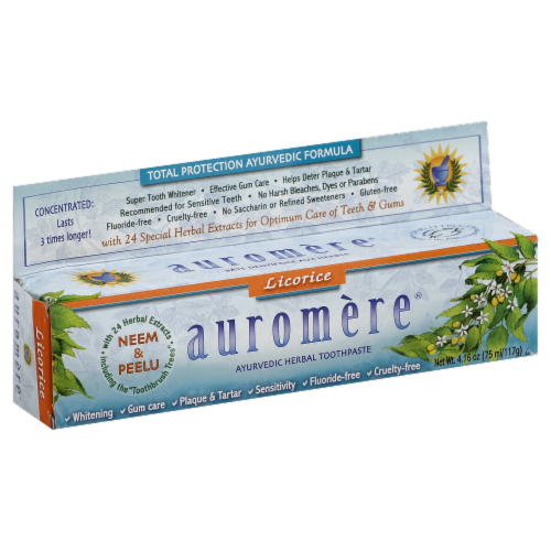 Auromere Licorice Ayurvedic Toothpaste Perspective: front