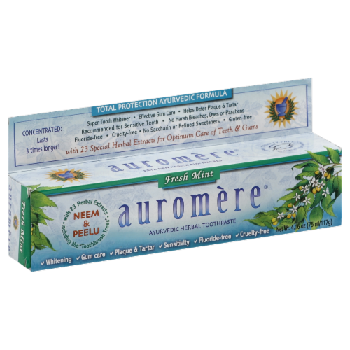 Auromere Fresh Mint Toothpaste Perspective: front