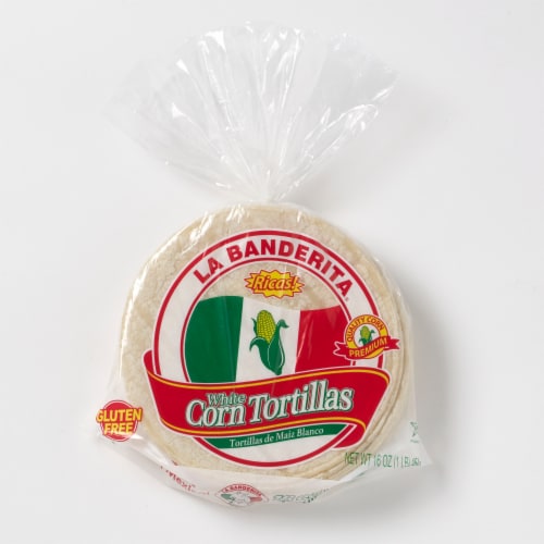 La Banderita White Corn Tortilla Perspective: front