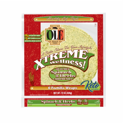 Olé Xtreme Spinach & Herbs Burrito Wrap Keto Friendly Tortillas