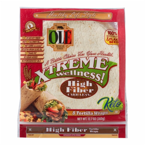Olé Xtreme High Fiber Soft Taco Keto Certified Tortillas Perspective: front