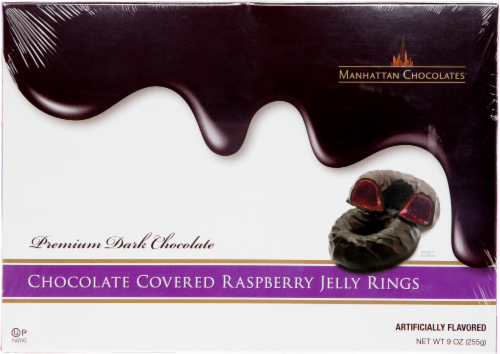 Manhattan Chocolates® Chocolate Covered Raspberry Jelly Rings Perspective: front