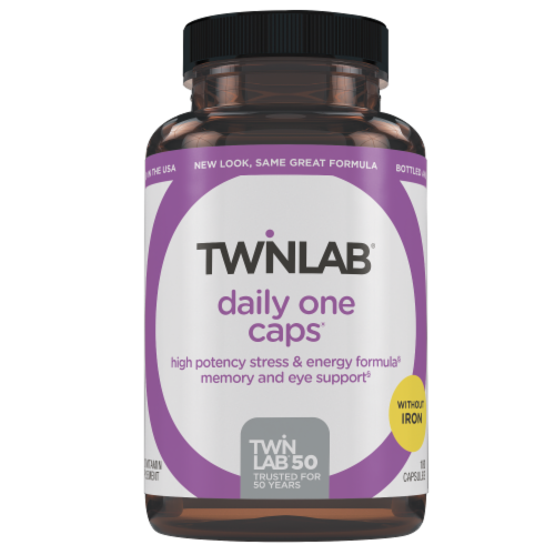 Twinlab® Daily One Caps® No Iron Stress & Energy Capsules Perspective: front