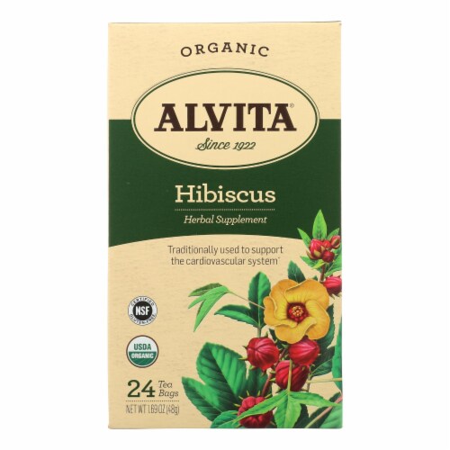 Alvita Organic Hibiscus Herbal Tea Perspective: front