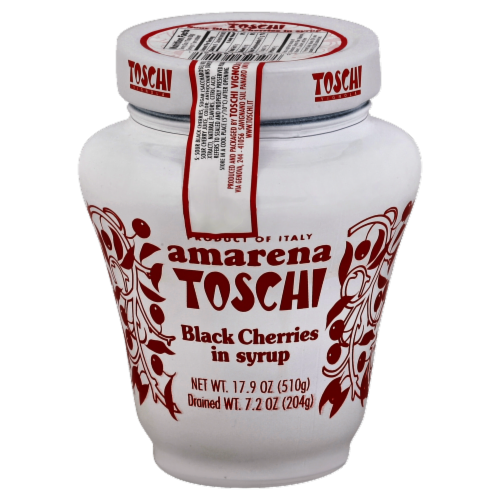 Amarena Toschi Black Cherries in Syrup Perspective: front