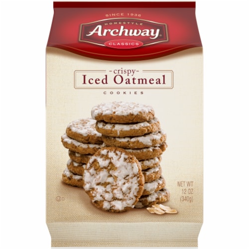 Archway Homestyle Classics Crispy Iced Oatmeal Cookies Perspective: front