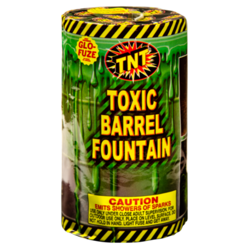 TNT® Toxic Barrel Fountain Firework Perspective: front