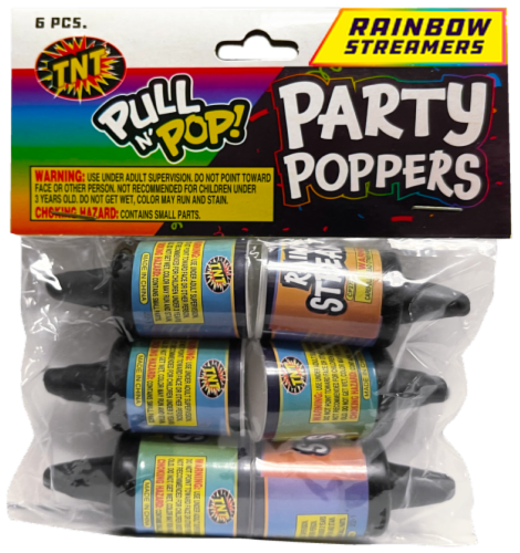 TNT Fireworks Pull N Pop Party Poppers Perspective: front
