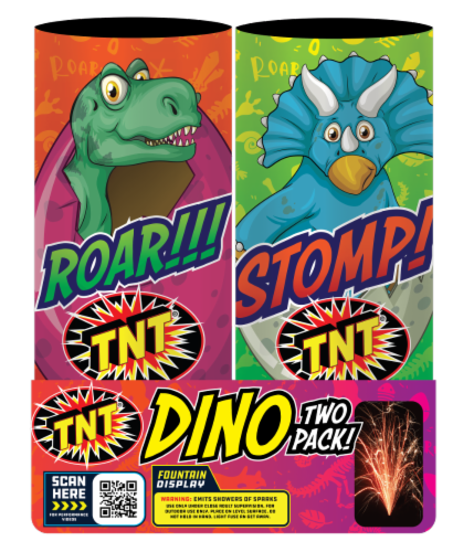 TNT Fireworks Dino Fountain Display Perspective: front