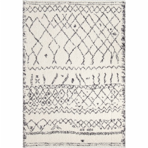 Orian Tribal Walk Area Rug - Soft White Perspective: front